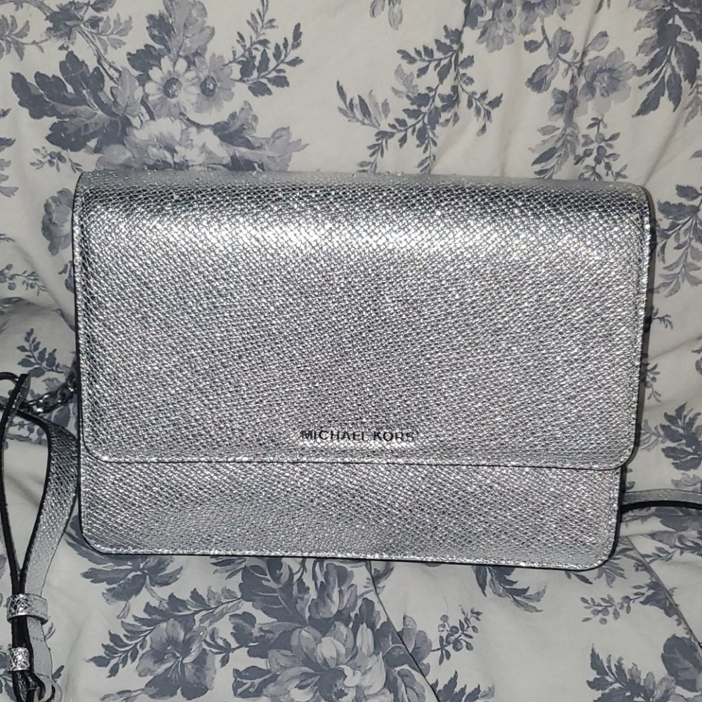 Michael Kors silver,  crossbody bag